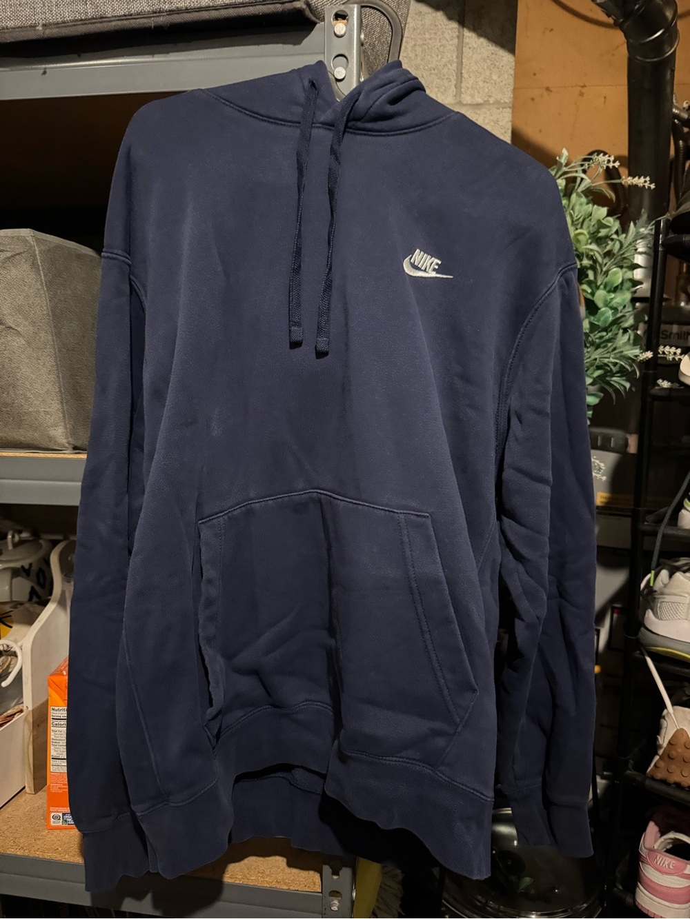 Nike Navy Pullover Hoodie with Small White Swoosh